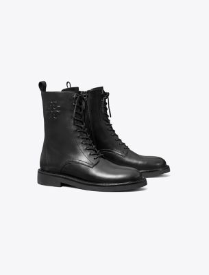 Tory Burch Double T Combat Boots In Perfect Black