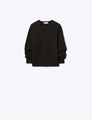 Tory Burch Relaxed Fit Sweater In Black