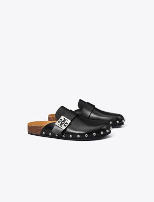 Tory Burch Mellow Leather Buckle Slide Mules In Perfect Black