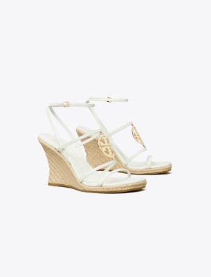 Shop Tory Burch Capri Miller Espadrille Wedge Sandal In Blanc/gold