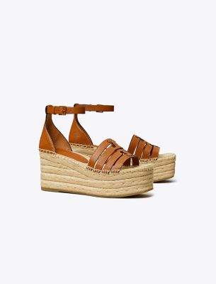 Tory Burch Ines Multi-strap Espadrille Wedge Sandal In Bourbon