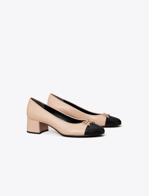 Shop Tory Burch Cap-toe Pump In Shell Pink/perfect Black