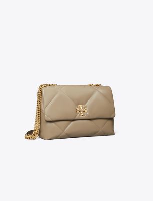 Tory Burch Kira Diamond Quilt Convertible Shoulder Bag In Taupe Oak