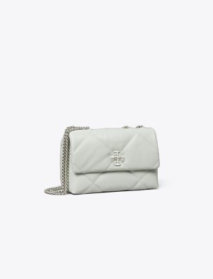 Tory Burch Small Kira Diamond Quilt Convertible Shoulder Bag In Silver