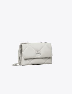 Tory Burch Small Kira Diamond Quilt Shoulder Bag In Gray