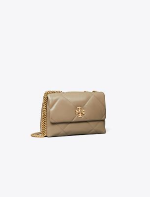 Shop Tory Burch Small Kira Diamond Quilt Convertible Shoulder Bag In Taupe Oak