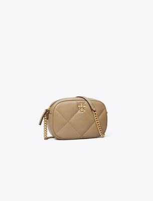 Tory Burch Kira Diamond Quilt Camera Bag In Taupe Oak