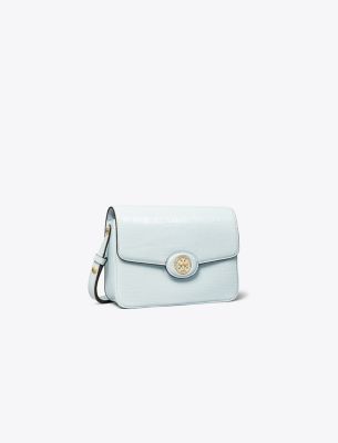 Shop Tory Burch Robinson Crosshatched Convertible Shoulder Bag In Summit