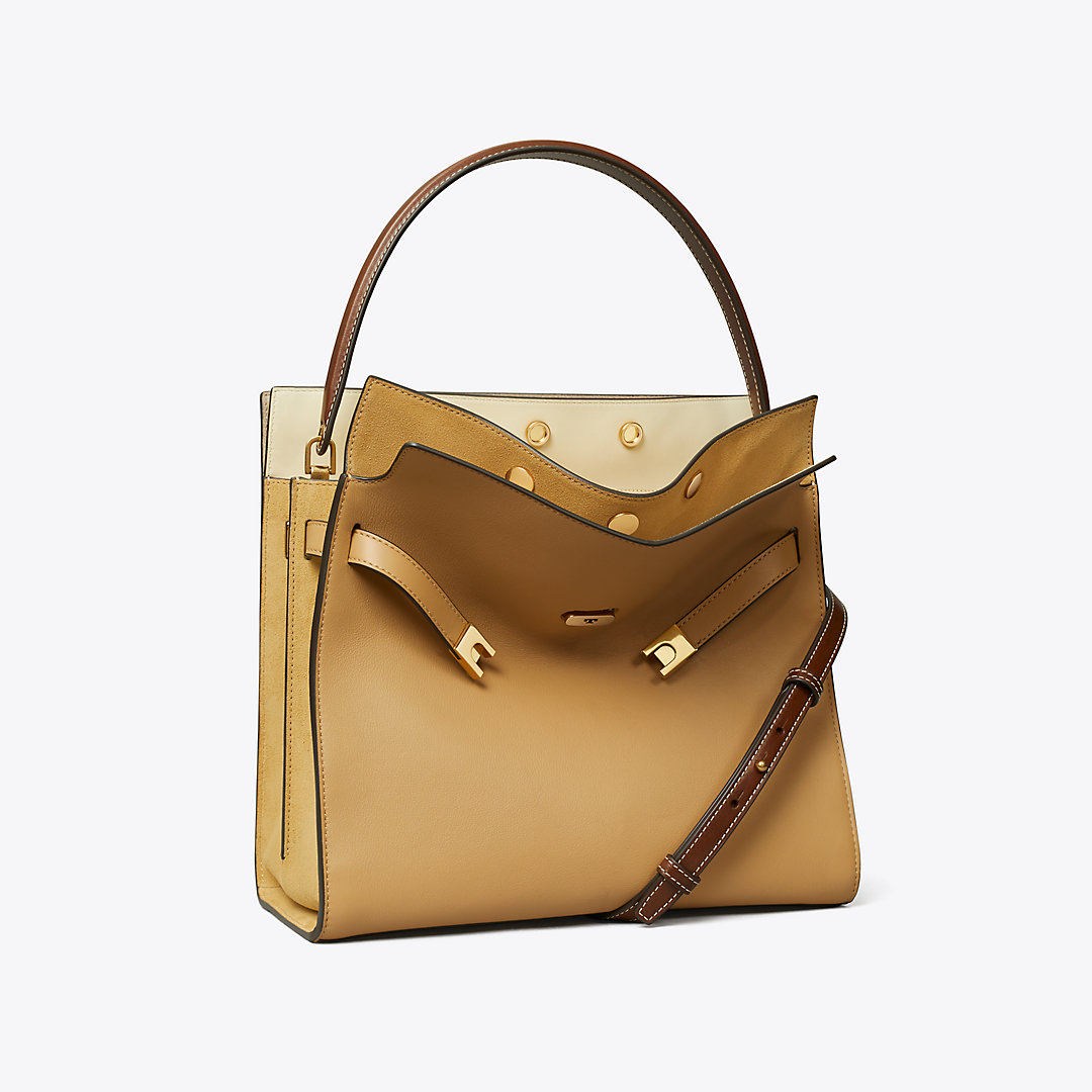 Tory Burch Lee Radziwill Double Bag In Ginger Shortbread