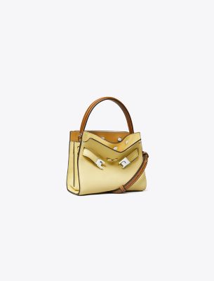 Tory Burch Petite Lee Radziwill Pebbled Double Bag In Burgundy