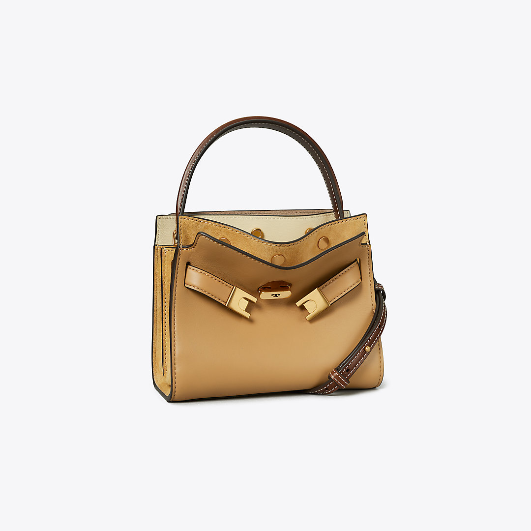 Shop Tory Burch Petite Lee Radziwill Double Bag In Ginger Shortbread