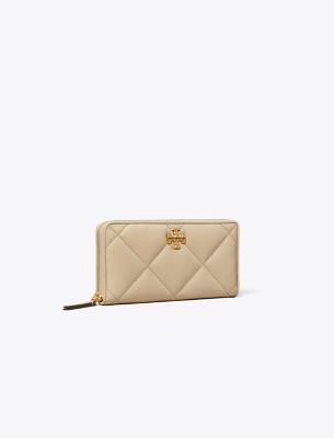 Tory Burch Kira Diamond Quilt Zip Continental Wallet In Gray