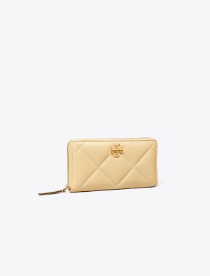 Tory Burch Kira Diamond Quilt Zip Continental Wallet In Vanilla Soft Serve