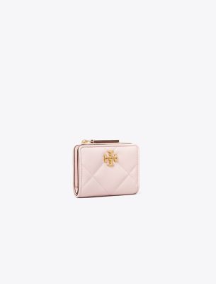 Tory Burch Kira Chevron Diamond Quilt Bi-fold Wallet In Rose Salt