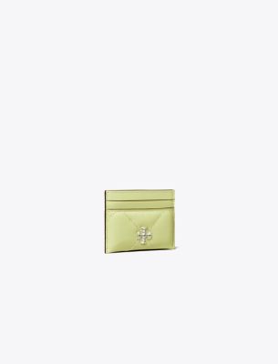 Tory Burch Kira Chevron Diamond Quilt Card Case In Fresh Pear