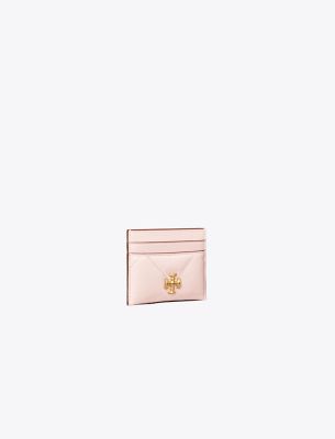 Tory Burch Kira Chevron Diamond Quilt Card Case In Rose Salt