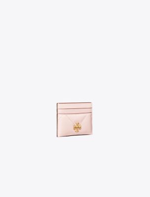 Tory Burch Kira Chevron Diamond Quilt Card Case In Rose Salt