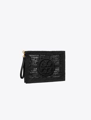 Tory Burch Ella Hand Crochet Wristlet In Black