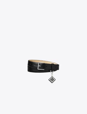 Tory Burch Swing Leather Belt In Black