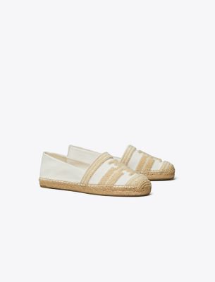 Tory Burch Double T Espadrille In Natural/light Alabaster
