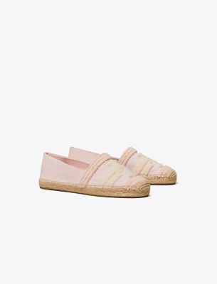 Tory Burch Double T Espadrille In Pink Tulle