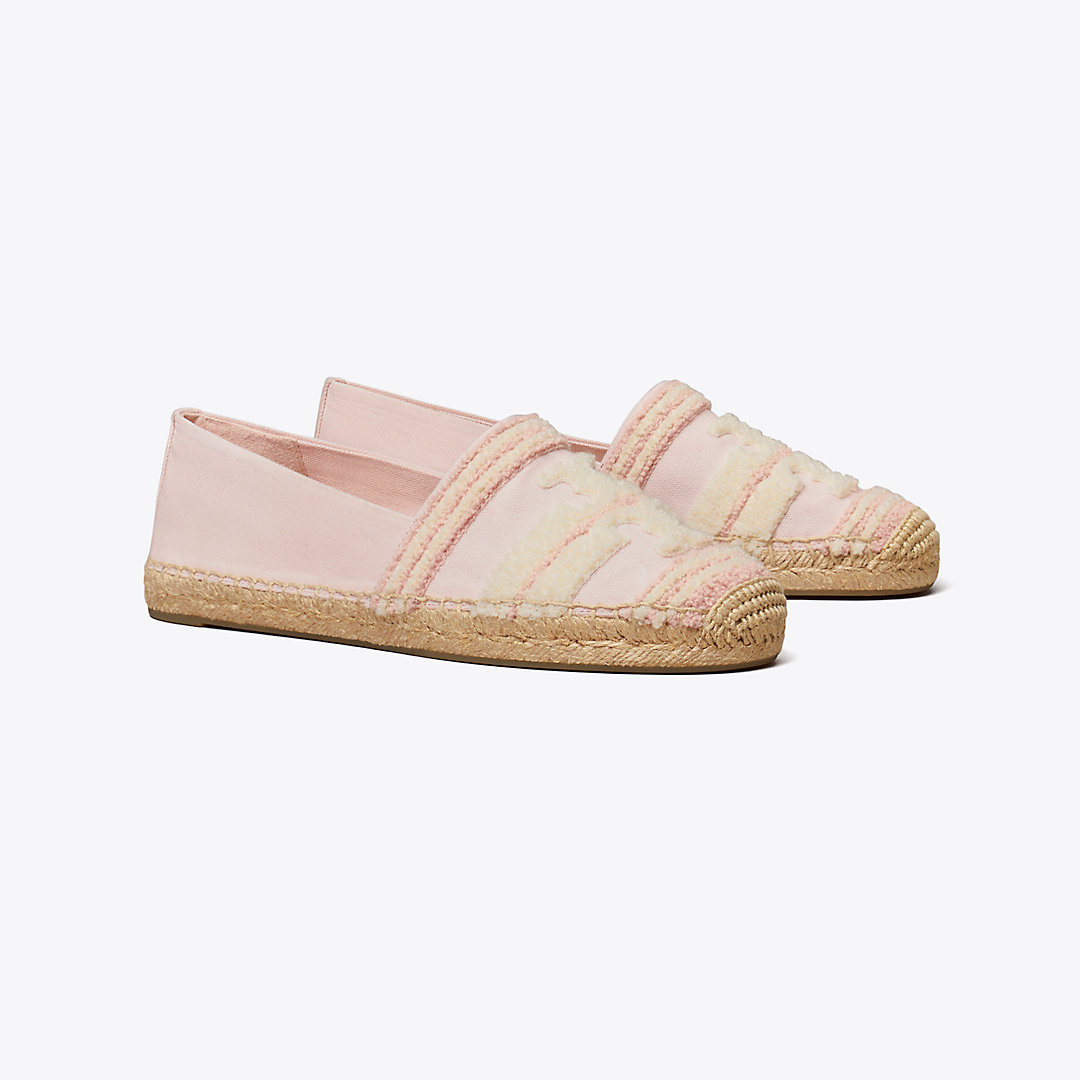 Tory Burch Double T Espadrille In Pink Tulle
