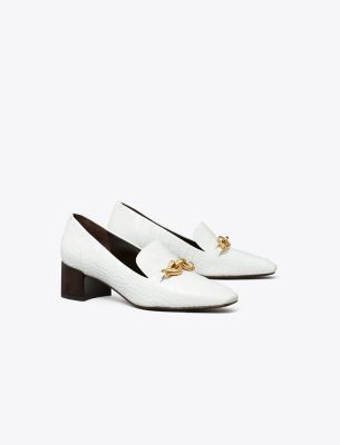 Shop Tory Burch Jessa Heeled Loafer In Gardenia