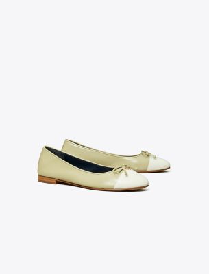 Tory Burch Cap-toe Ballet In Olive Sprig