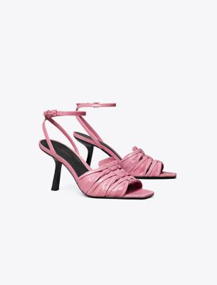 Shop Tory Burch Ruched Heeled Sandal In Pink Bubblegum