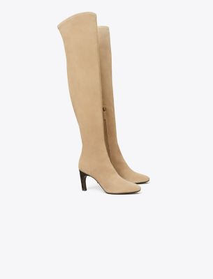 TORY BURCH OVER-THE-KNEE HEELED SUEDE BOOT