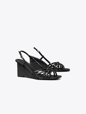 Shop Tory Burch Multi-strap Espadrille Wedge Sandal In Perfect Black/perfect Black/perfec