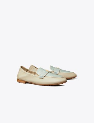 Shop Tory Burch Ballet Loafer In Light Khaki/blue Celadon/new Cream