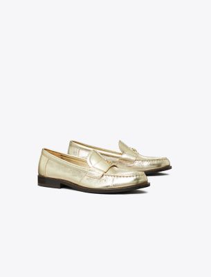 Shop Tory Burch Classic Loafer In Spark Gold/platino