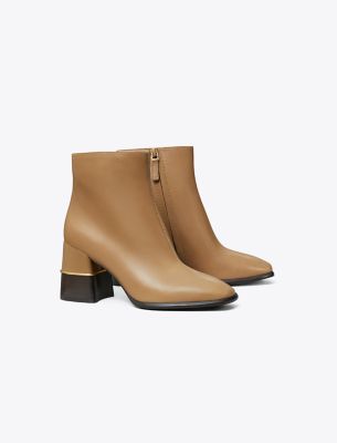 Tory Burch Leather Ankle Bootie In Almond Flour