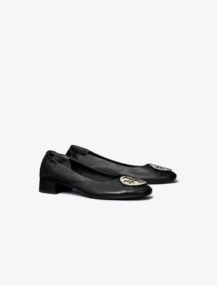 Tory Burch Claire Cap-toe Heel Ballet In Black