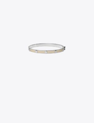 Tory Burch Miller Stud Enamel 5mm Hinge Bracelet In Yellow