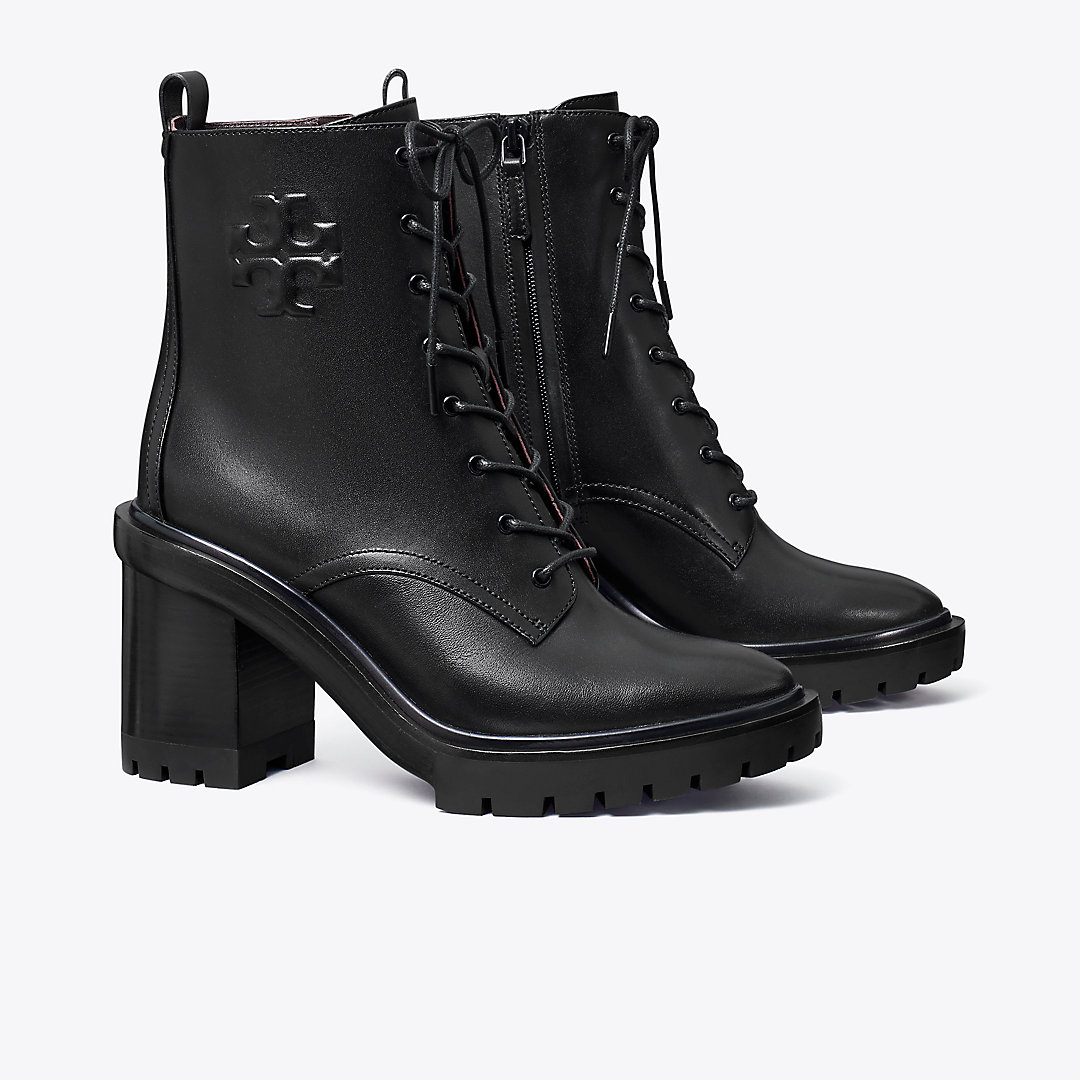 Shop Tory Burch Double T Lug Boot In Perfect Black