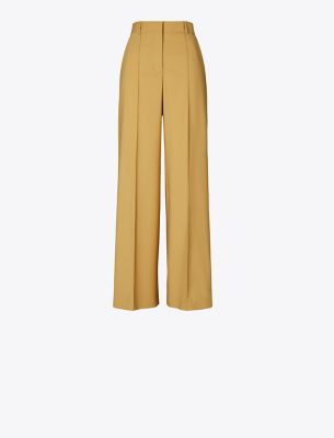 Tory Burch Pleated Wide-leg Trousers In Deep Sand