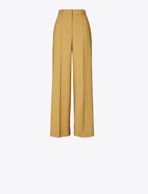 Tory Burch Wool Wide Leg Pant In Deep Sand