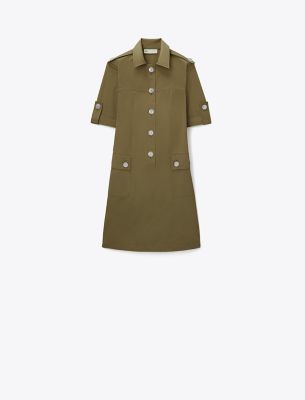 Tory Burch Cotton Poplin Safari Dress In Ripe Olive