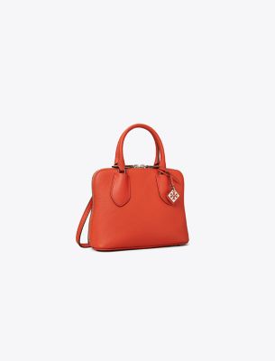 Tory Burch Mini Pebbled Swing Top Handle Bag In Warm Fire