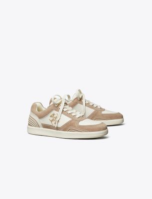 Tory Burch Women's Clover Court Lace Up Low Top Sneakers In New Ivory/cerbiatto