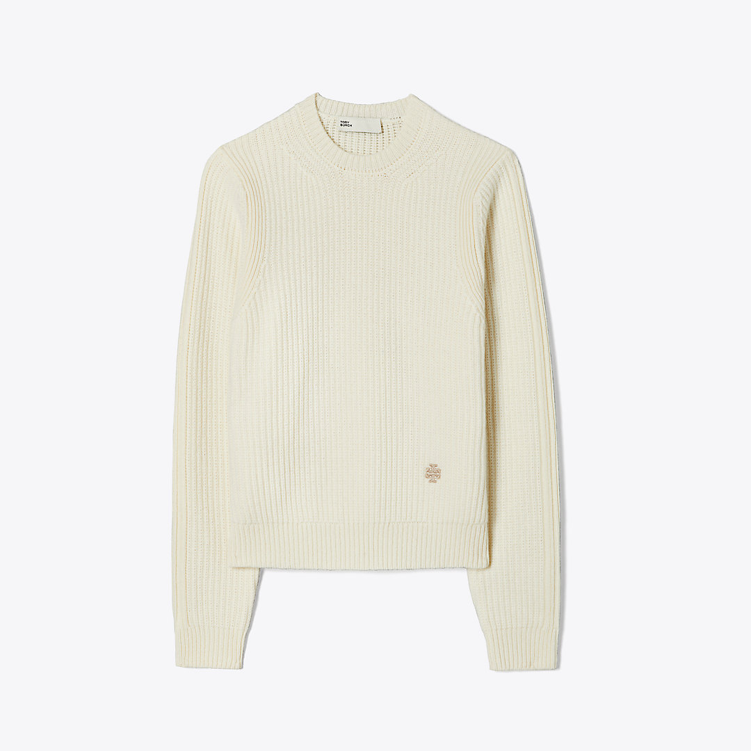 Tory Sport Tory Burch Cashmere Ribbed Sweater In Neutral