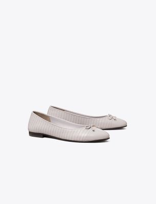 Tory Burch Quilted Cap Toe Ballet Flat In Bay Gray