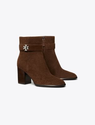 Tory Burch Turnlock Heeled Ankle Boot In Brown