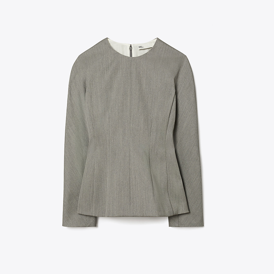 Tory Burch High-neck Top In Mid Gray Melange