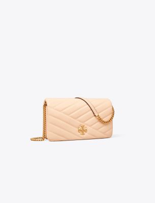 Tory Burch Kira Quilted Leather Wallet On A Chain In Coy Pink