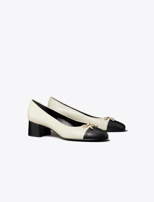 Tory Burch Cap-toe Pump In Light Cream/perfect Black