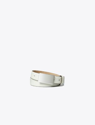 Shop Tory Burch Plate Belt In Blanc