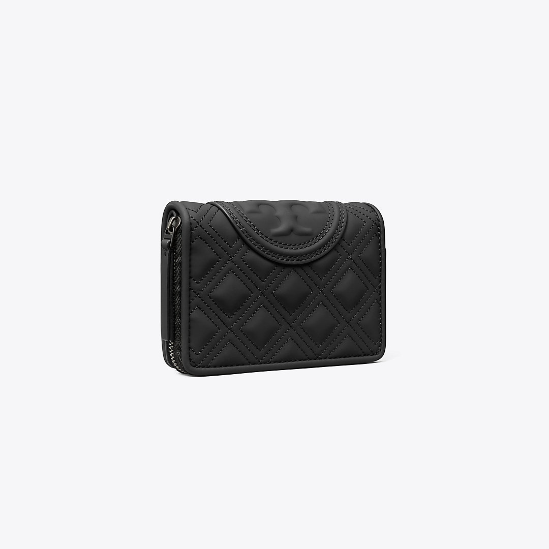 Tory Burch Fleming Matte Bi-fold Wallet In Black